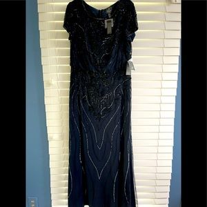 NWT Adrianna Papell Beaded Midnight Black Gown